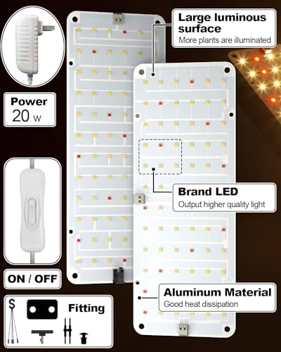 2Pcs 20W Full Spectrum LED Plant Grow Light W67053