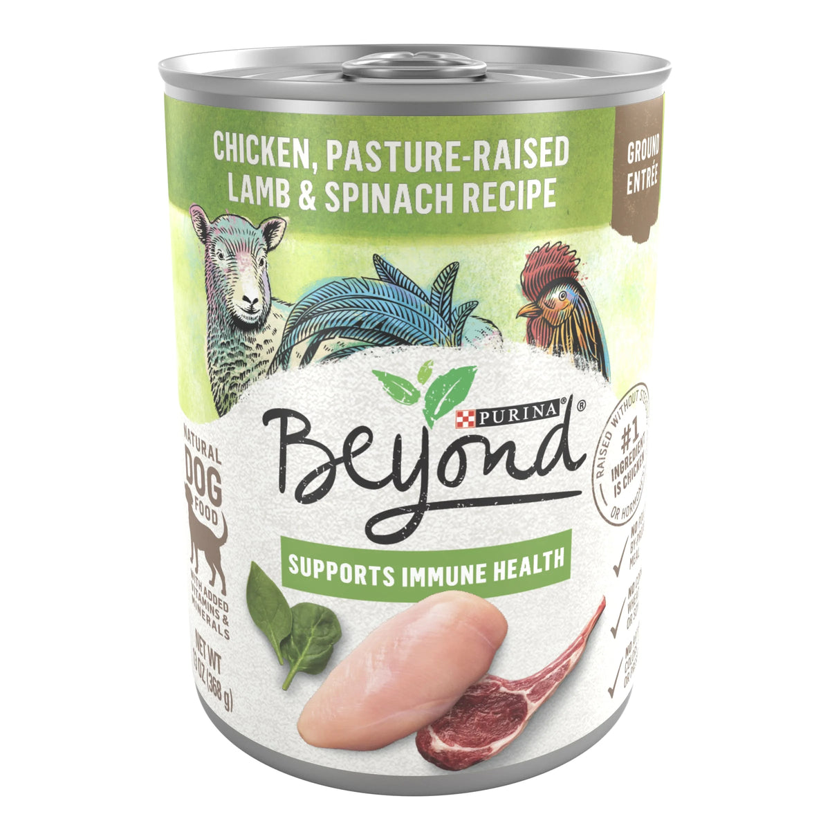 13 oz Cans (12 Pack) Wet Dog Food Chicken Lamb Spinach Y95852