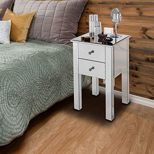Mirrored Nightstand with 3 Drawers Y853
