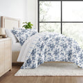 Cabbage Rose Stripe Ultra Soft Reversible Comforter Bed Set B351
