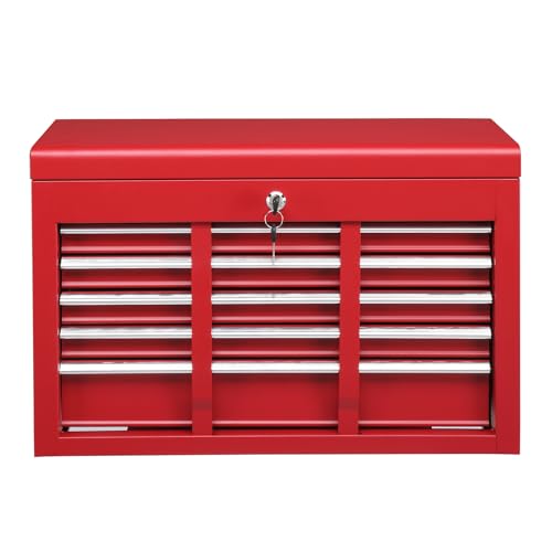 24" Portable Tool Box with 5 Drawers & Top Storage Tray, Lockable Metal Tool Chest D565201