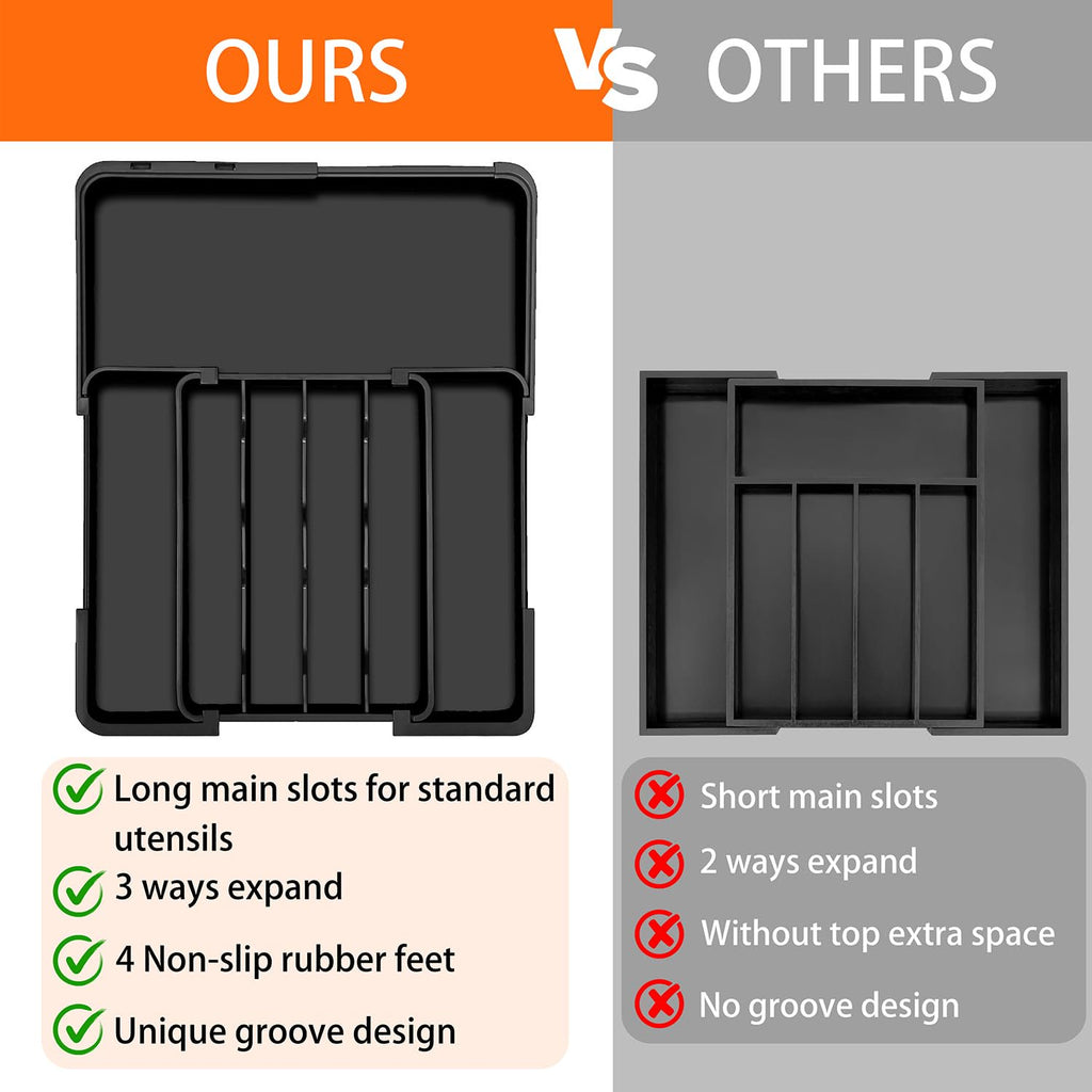 7-Section Expandable Drawer Divider, Black E658090