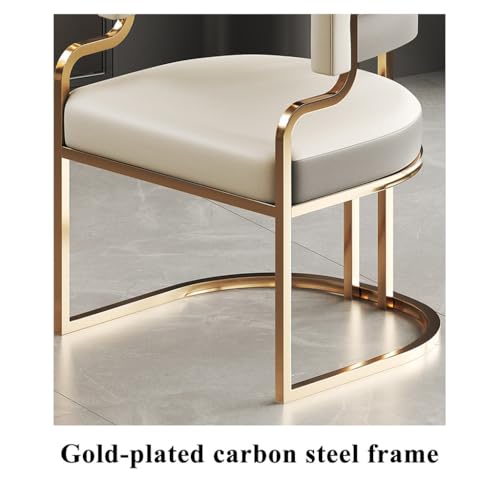 White Leather Tub Chair with Golden Metal Legs B31439