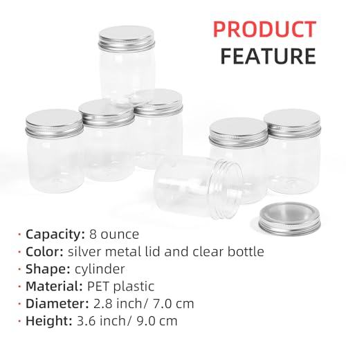 32 Pack Black Clear Plastic Mason Jars with Screw On Lid D1092