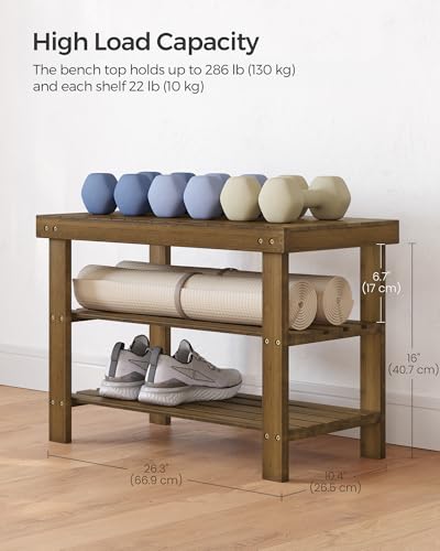 3-Tier Bamboo Shoe Storage Bench, Ink Black E17703