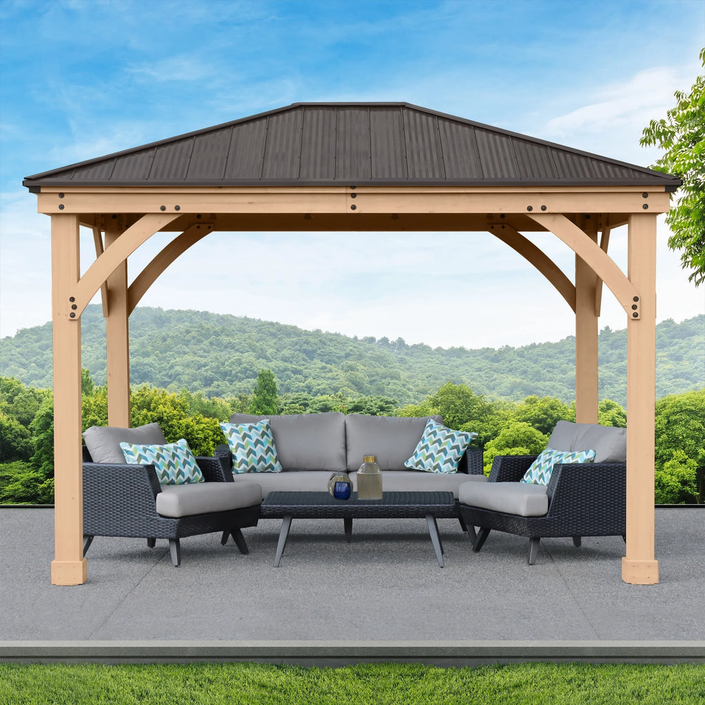 10 ft. × 12 ft. Cedar Gazebo with Aluminum Roof F172