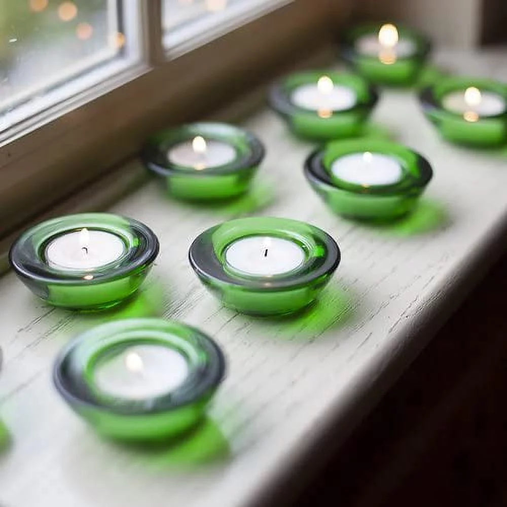 Chunky Tealight Candle Holder Green Set of 12 E192704