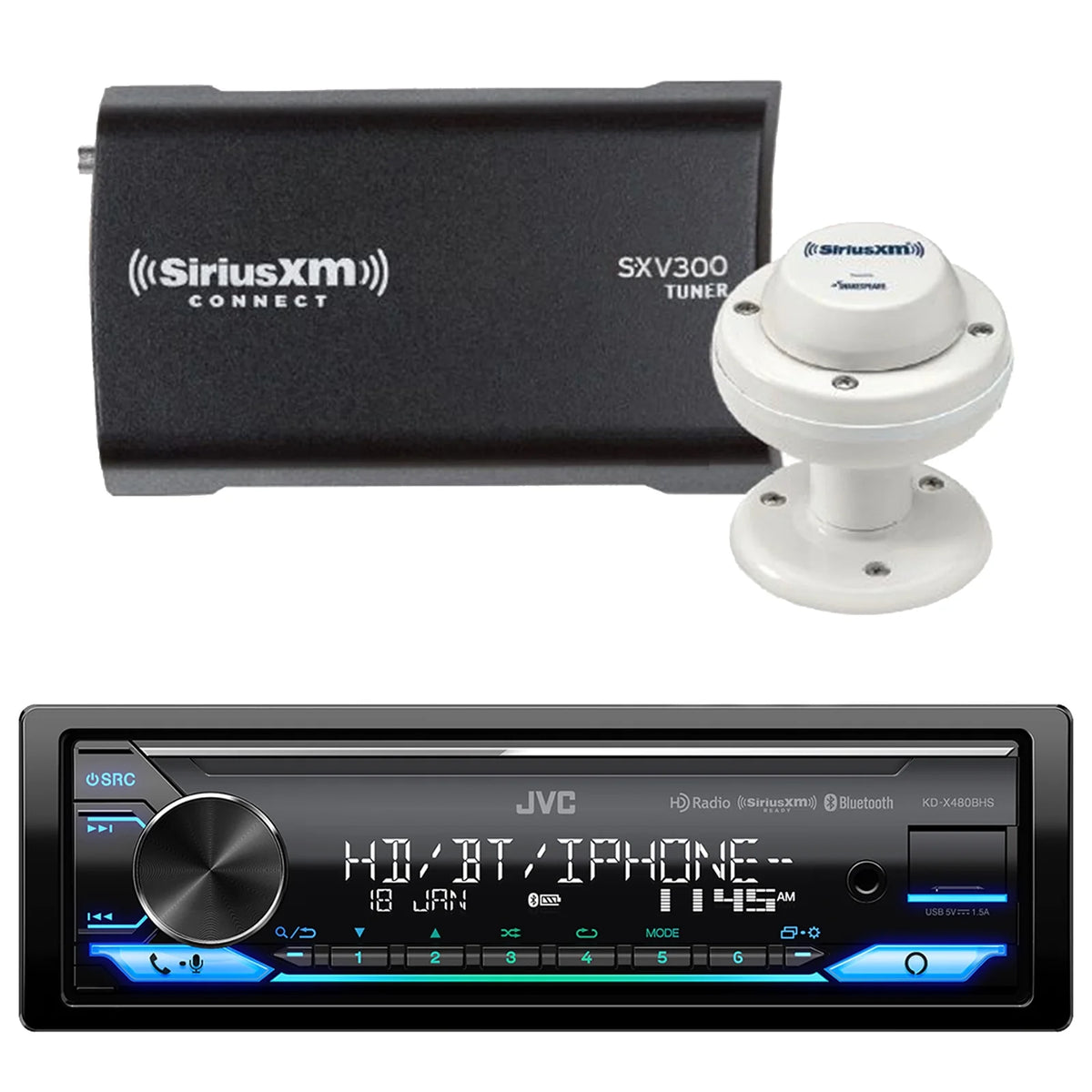 Single DIN Bluetooth Car Audio Receiver with Antenna H32651