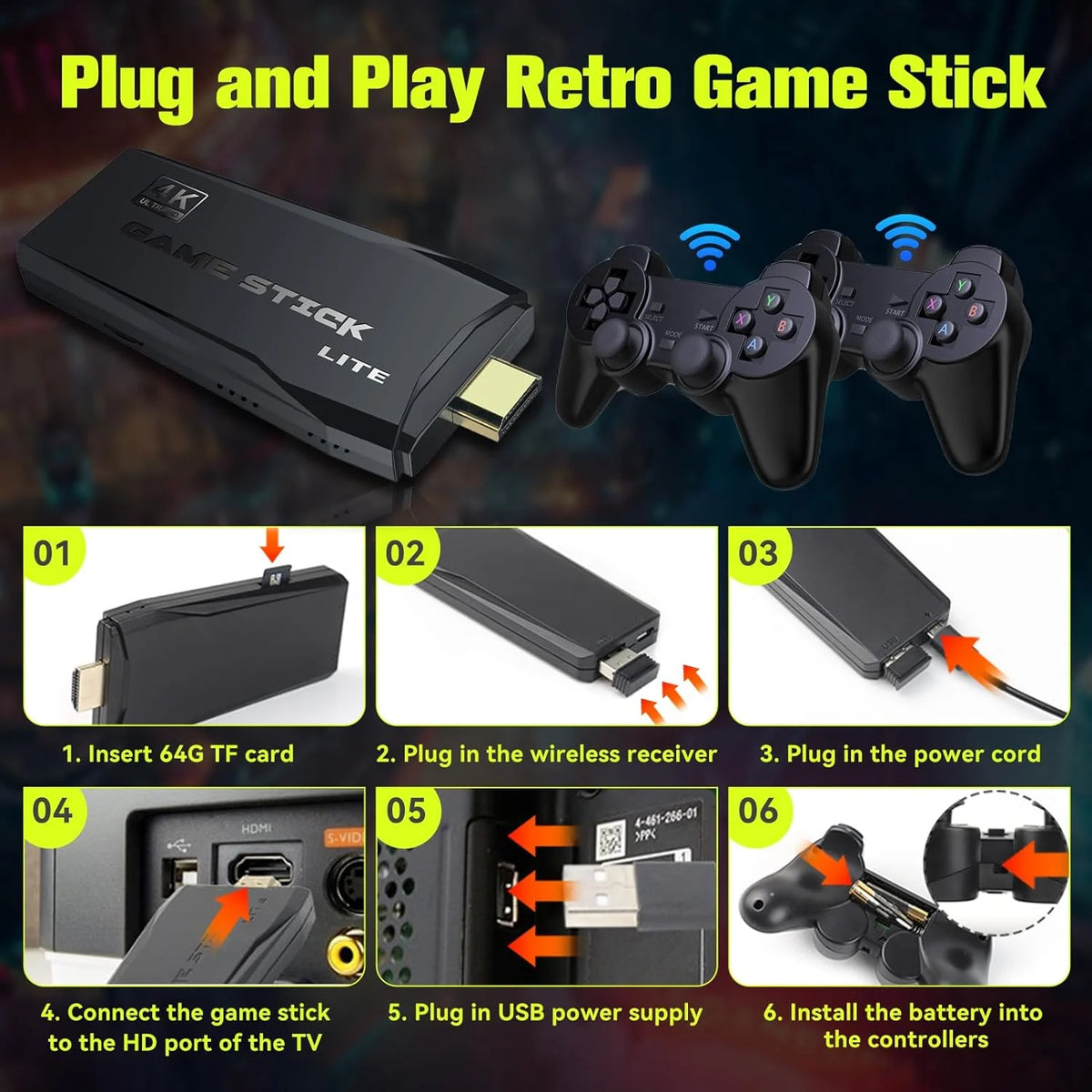 64G Wireless Retro Game Console with 25000+ Games L308907