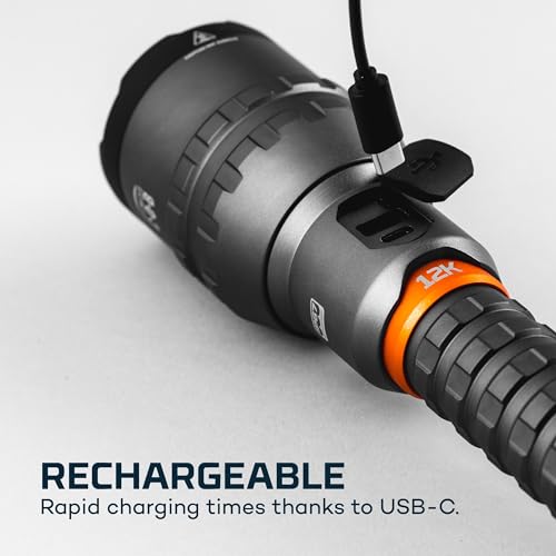 12000 Rechargeable Flashlight with Zoom, Waterproof, Power Bank A67037