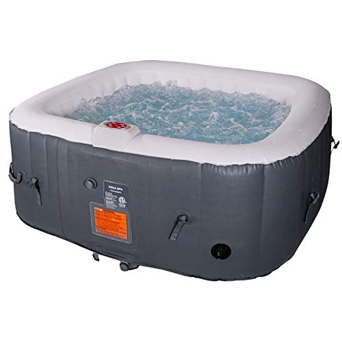 Portable Inflatable Hot Tub with 120 Bubble Jets, Black/White A155