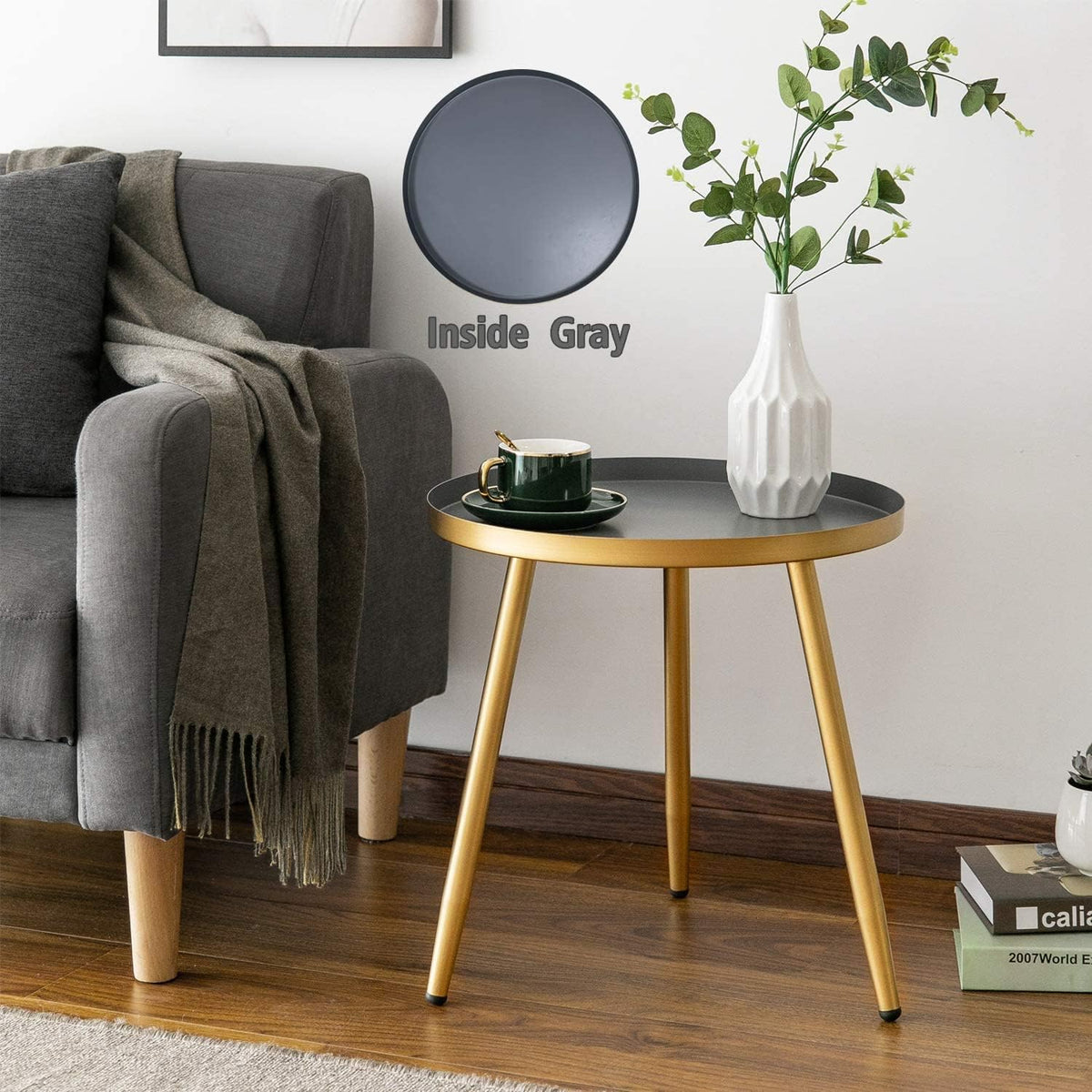 Black Metal Round End Table Set of 2 J534318