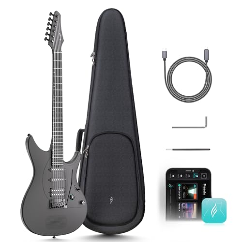 39" Smart Electric Carbon Fiber Guitar with 15W Wireless Speaker and Gig Bag N35426