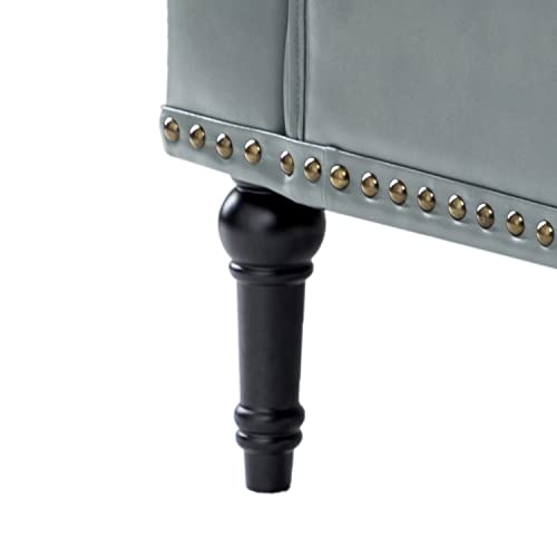 Faux Leather Accent Chair with Button-Tufted Back and Wood Legs V65385