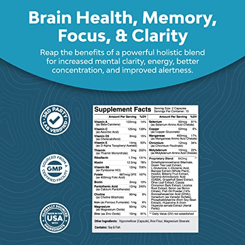 Brain Support Supplement with Brain Vitamins (30 Servings) K2431
