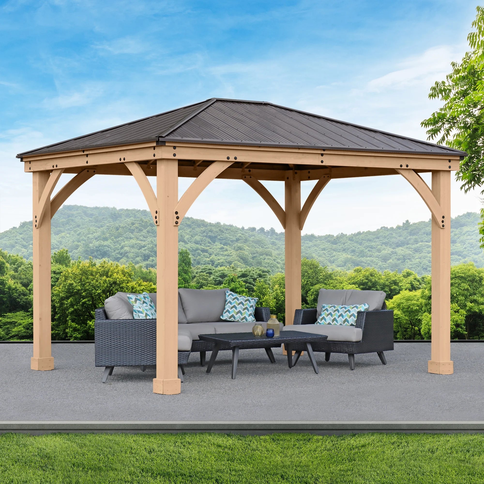 10 ft. × 12 ft. Cedar Gazebo with Aluminum Roof F172