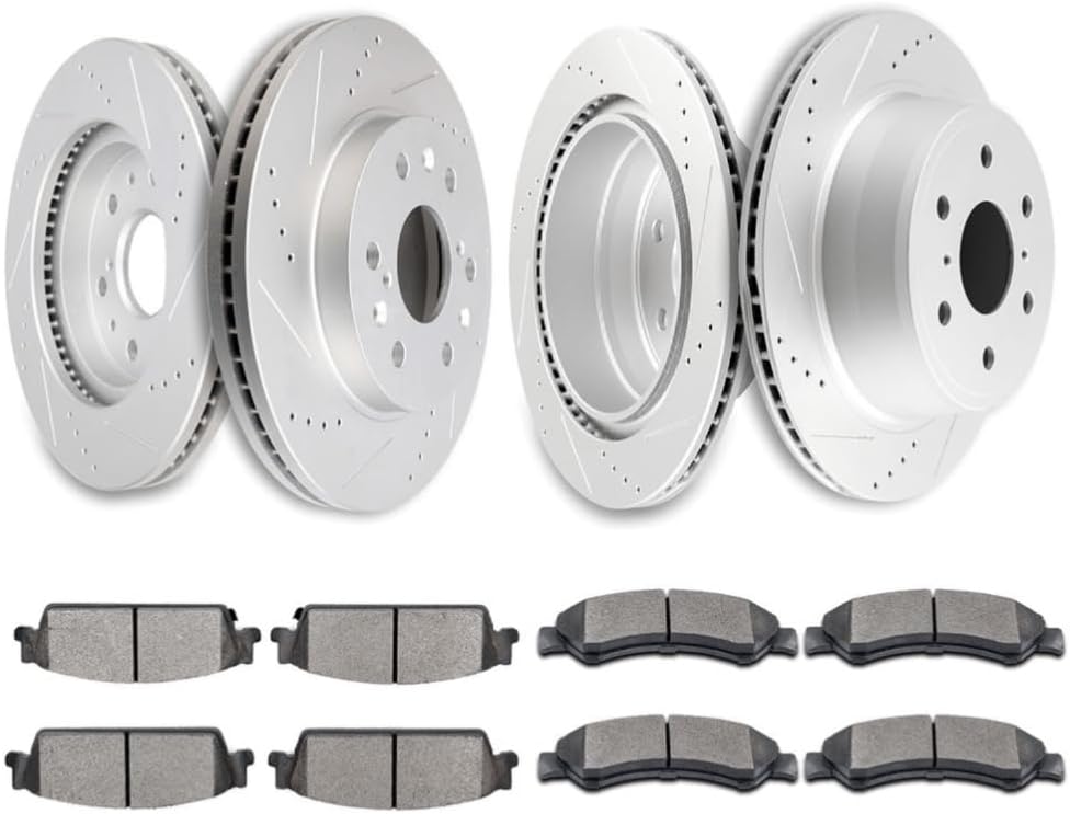 Drilled and Slotted Disc Brake Rotor and Ceramic Pad Set L1892