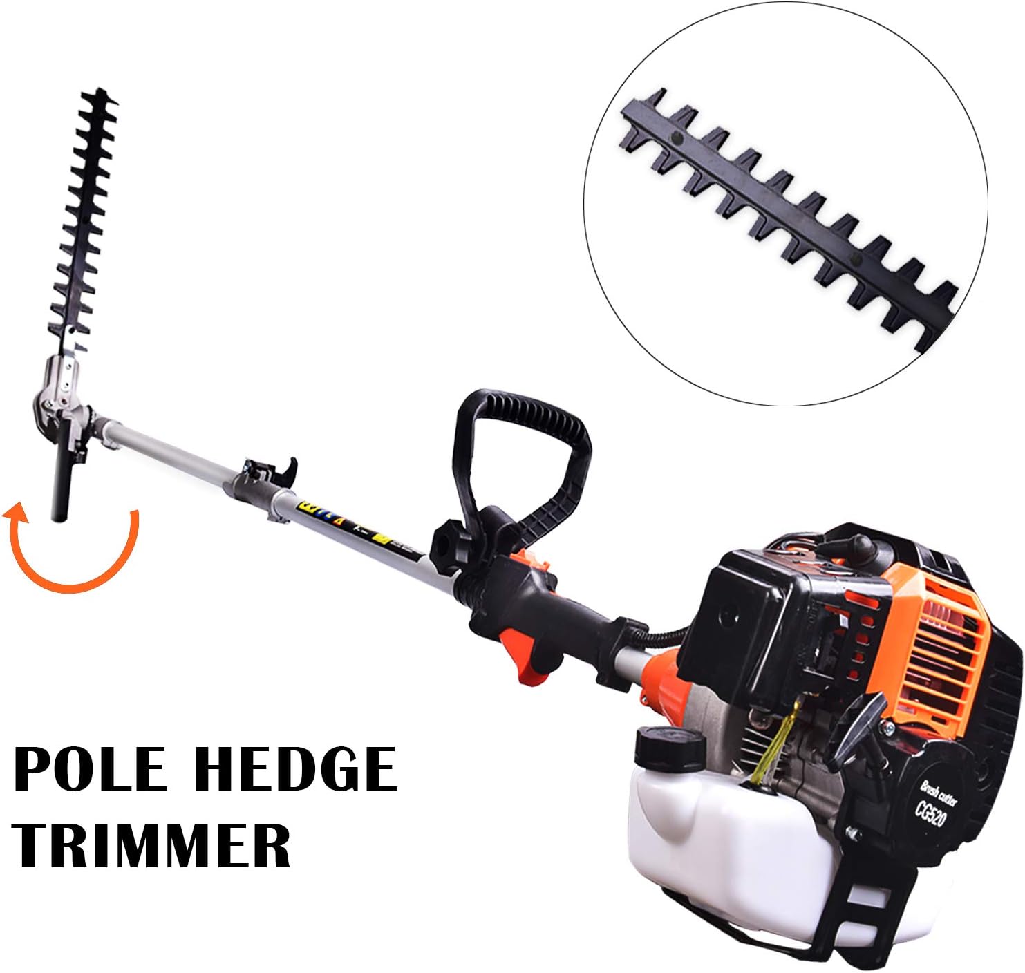52cc 6 in 1 Gas Petrol Hedge Trimmer Brush Cutter Chainsaw Grass Pruner Multifunctional Y4492