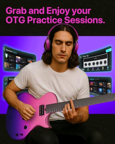 39" Smart Electric Carbon Fiber Guitar with 15W Wireless Speaker and Gig Bag N35426