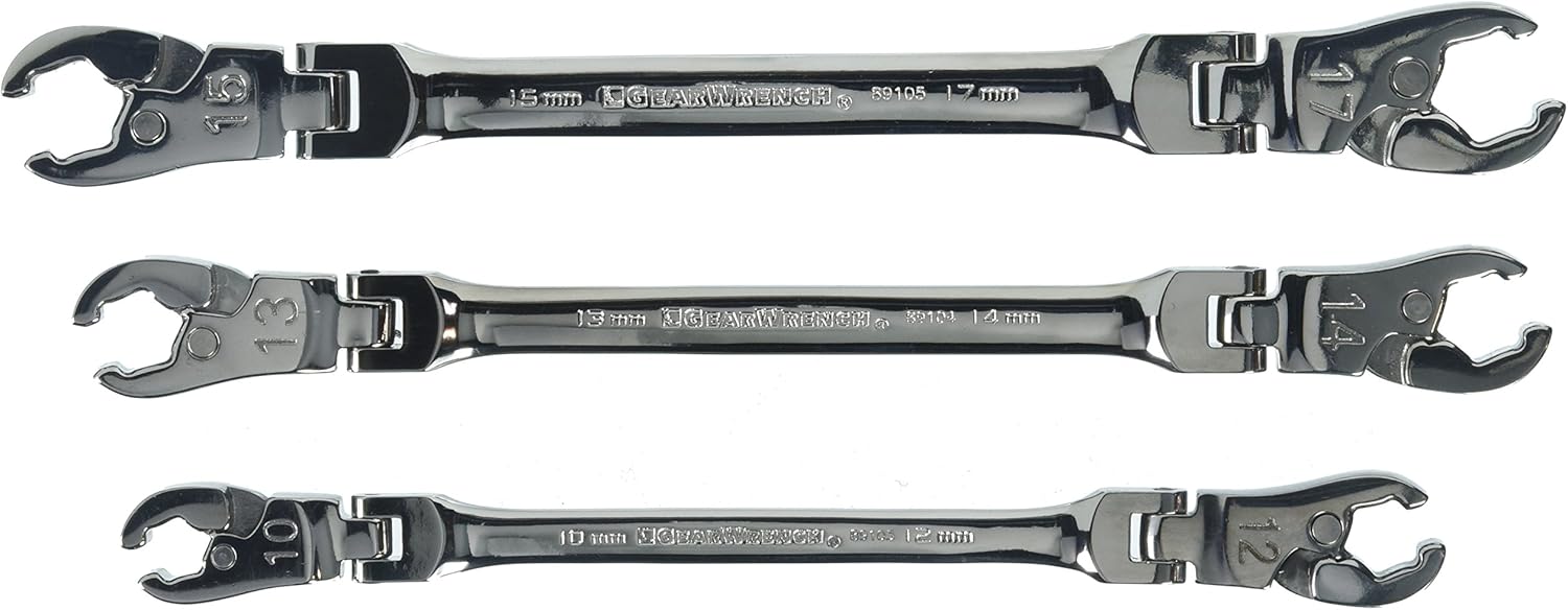 5 Pc. Ratcheting Flex Head Flare Nut Wrench Set, SAE M16747