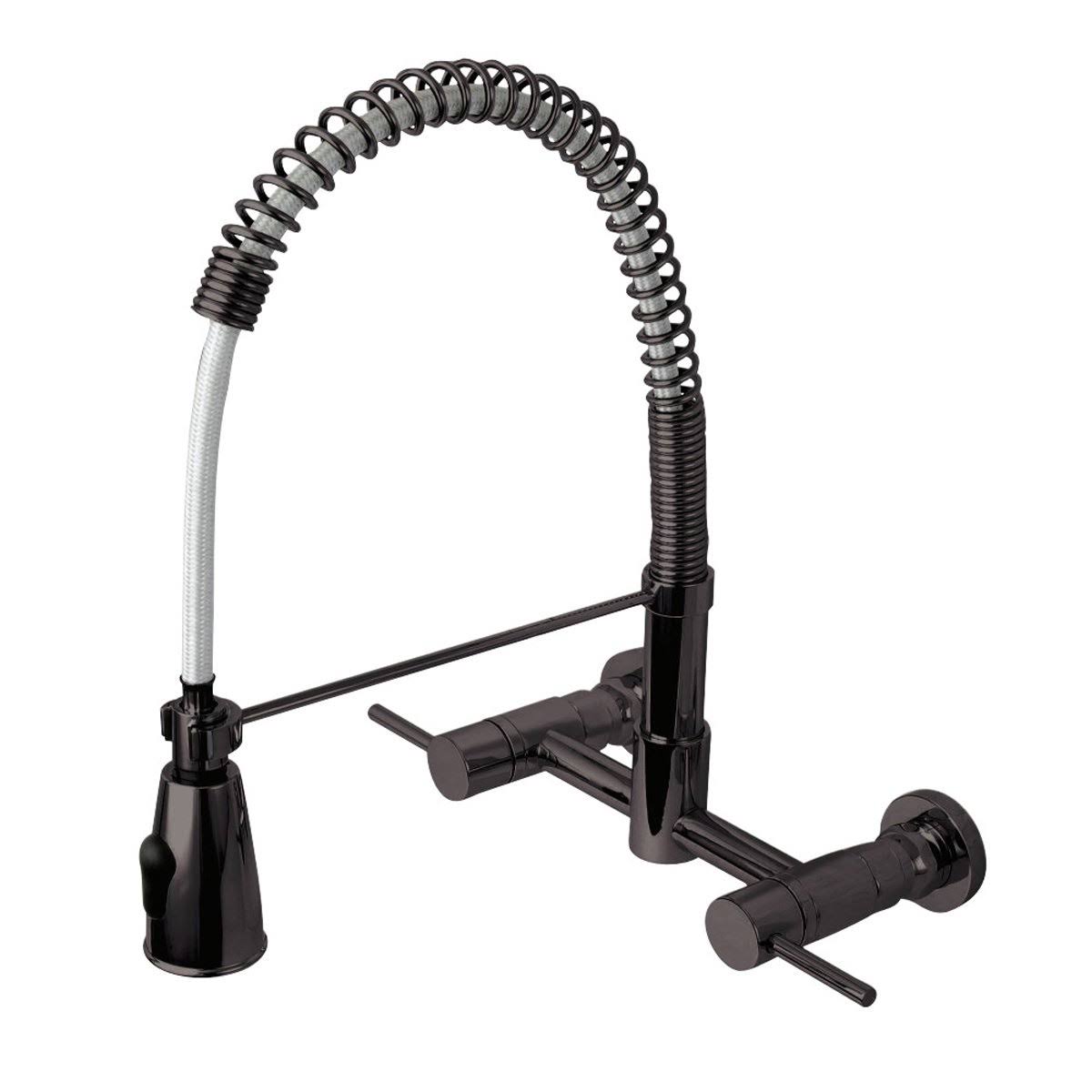 Oil Rubbed Bronze 2-Handle Wall Mount Pull-Down Kitchen Faucet F615832
