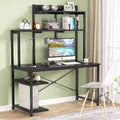 Black Medium Computer Desk with Storage Hutch Shelf W713