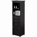Black Tall Freestanding Storage Cabinet with 2 Open Shelves, 3 Drawers M1001