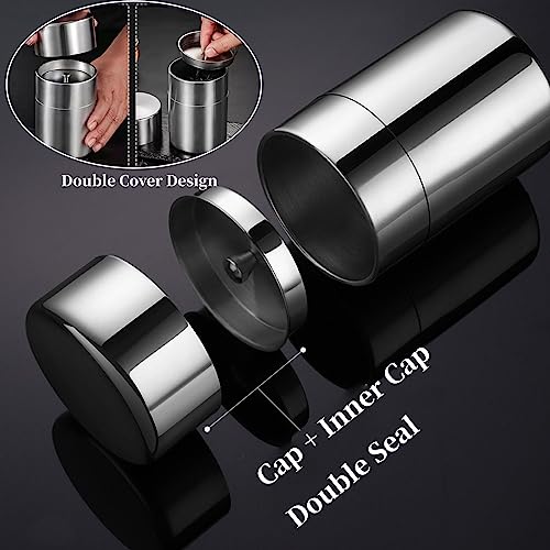 Stainless Steel Tea Canister with Airtight Double Lids (550ml) I479