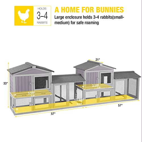 Rabbit Hutch Chicken Coop Bunny Cage Duck House with Run Waterproof Roof Plastic Tray E40505