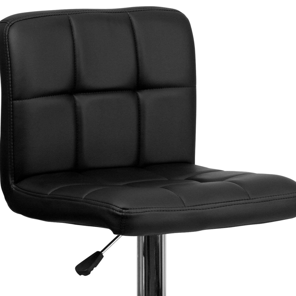 Black Quilted Vinyl Adjustable Height Barstool with Chrome Base F856083