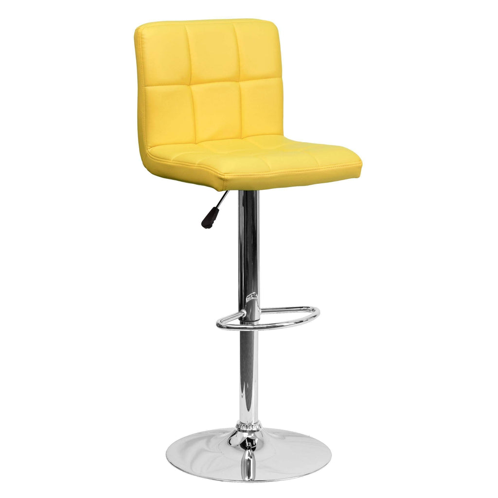 Black Quilted Vinyl Adjustable Height Barstool with Chrome Base F856083