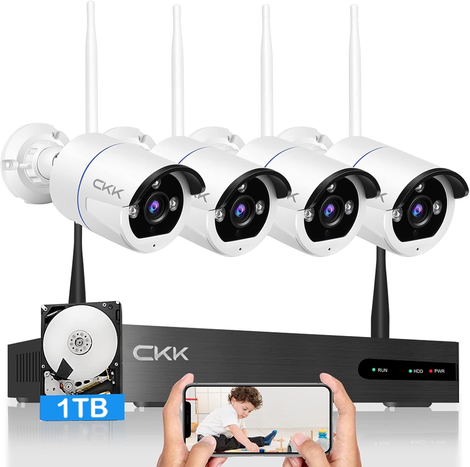 4pcs 3MP PTZ Wireless Security Camera System with 8 Channel NVR T654269