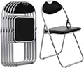 6 Pack Aluminum Folding Chairs with Padded Seats and Carrying Handle, Black U453889