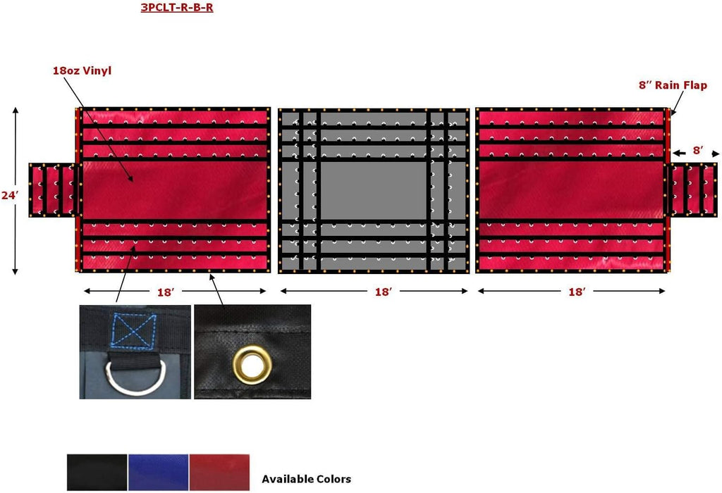Red-Black 18oz 3 Pc Lumber Tarp V7707