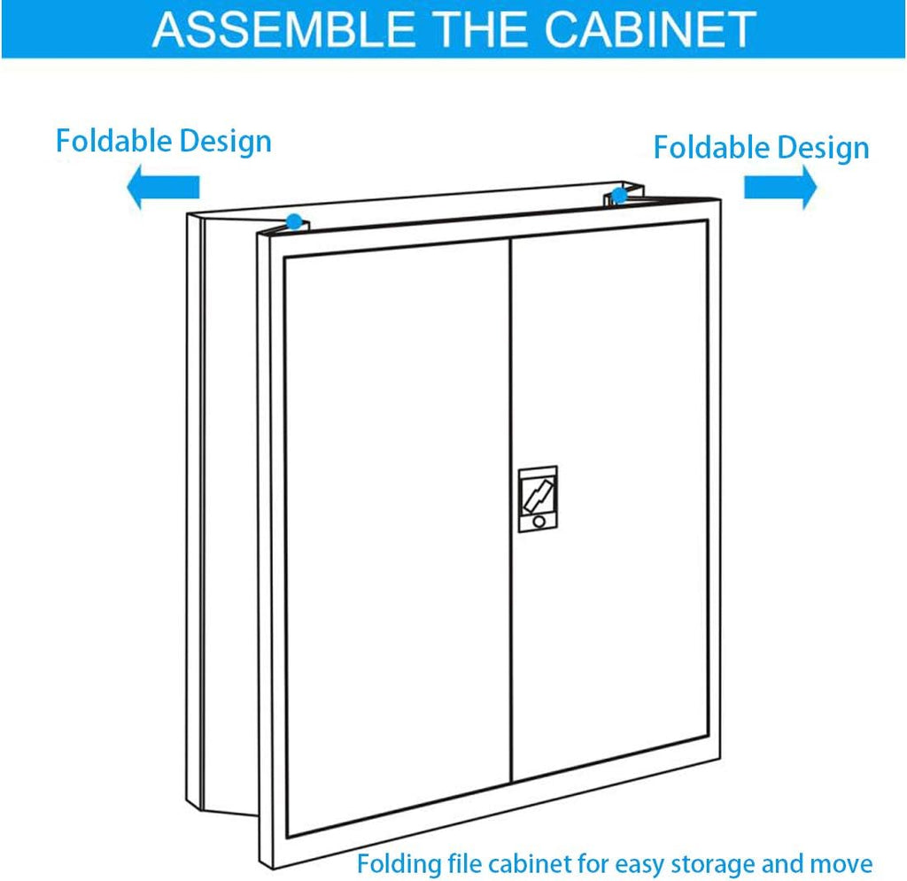 Metal Storage Cabinet with Locking Doors and Wheels, Black B2594
