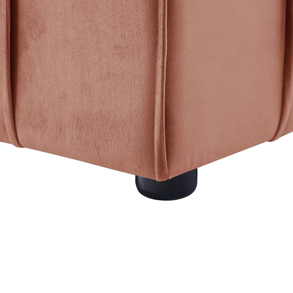 Navy Velvet Ottoman P697204