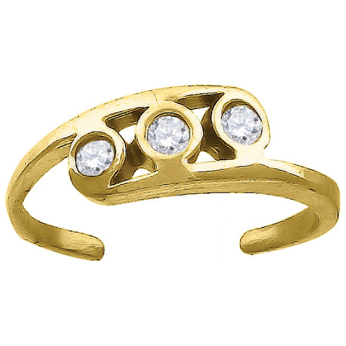 10k Yellow Gold Women's CZ Three Bezel Set Ring Q8994