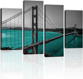 Black White Teal Golden Gate Bridge Canvas Wall Art M5276