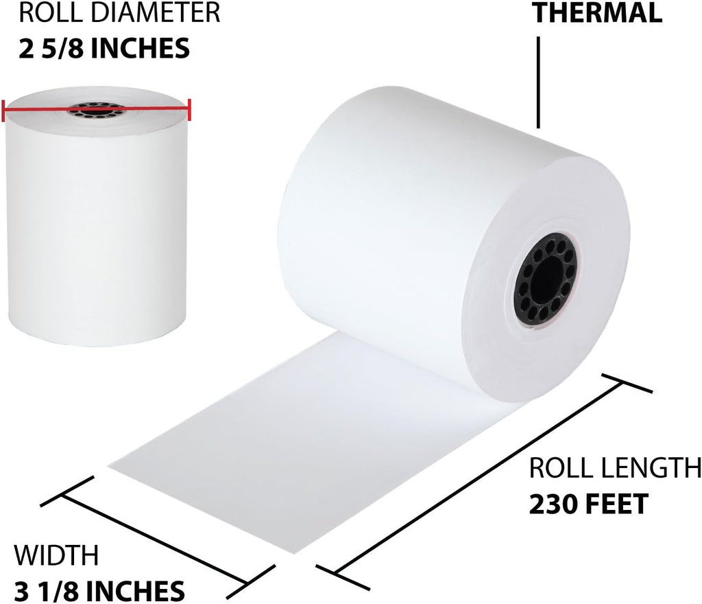 Thermal Cash Register POS Paper Rolls 3 1/8 x 230' BPA Free (32 Pack) A81074