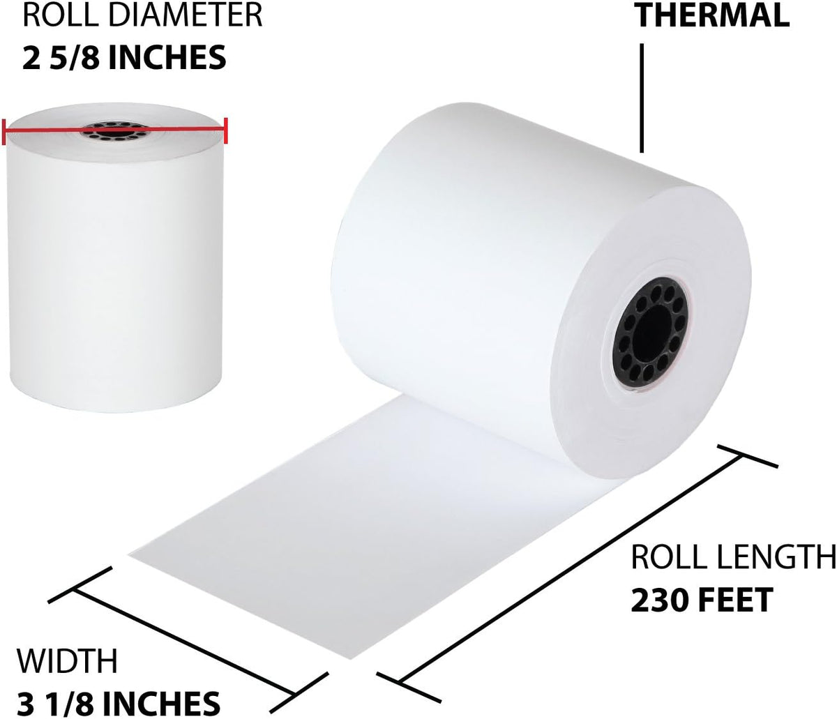 Thermal Cash Register POS Paper Rolls 3 1/8 x 230' BPA Free (32 Pack) A81074