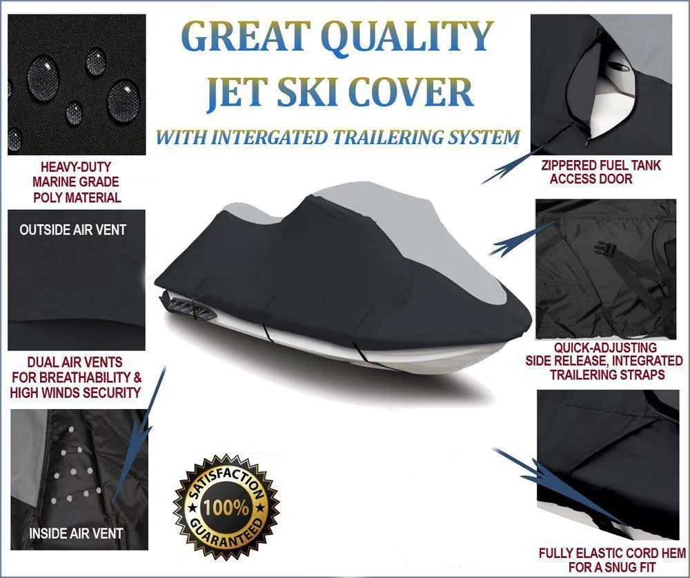 Black/Grey 2 Seater Trailerable Jet Ski Cover W175067