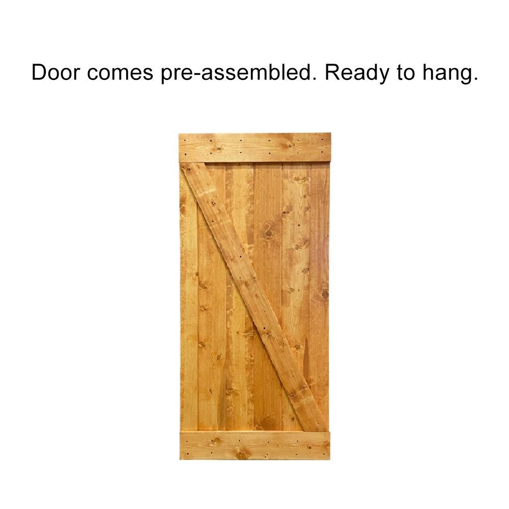 Weather Gray Stained Wood Interior Sliding Barn Door with Hardware Kit U9302