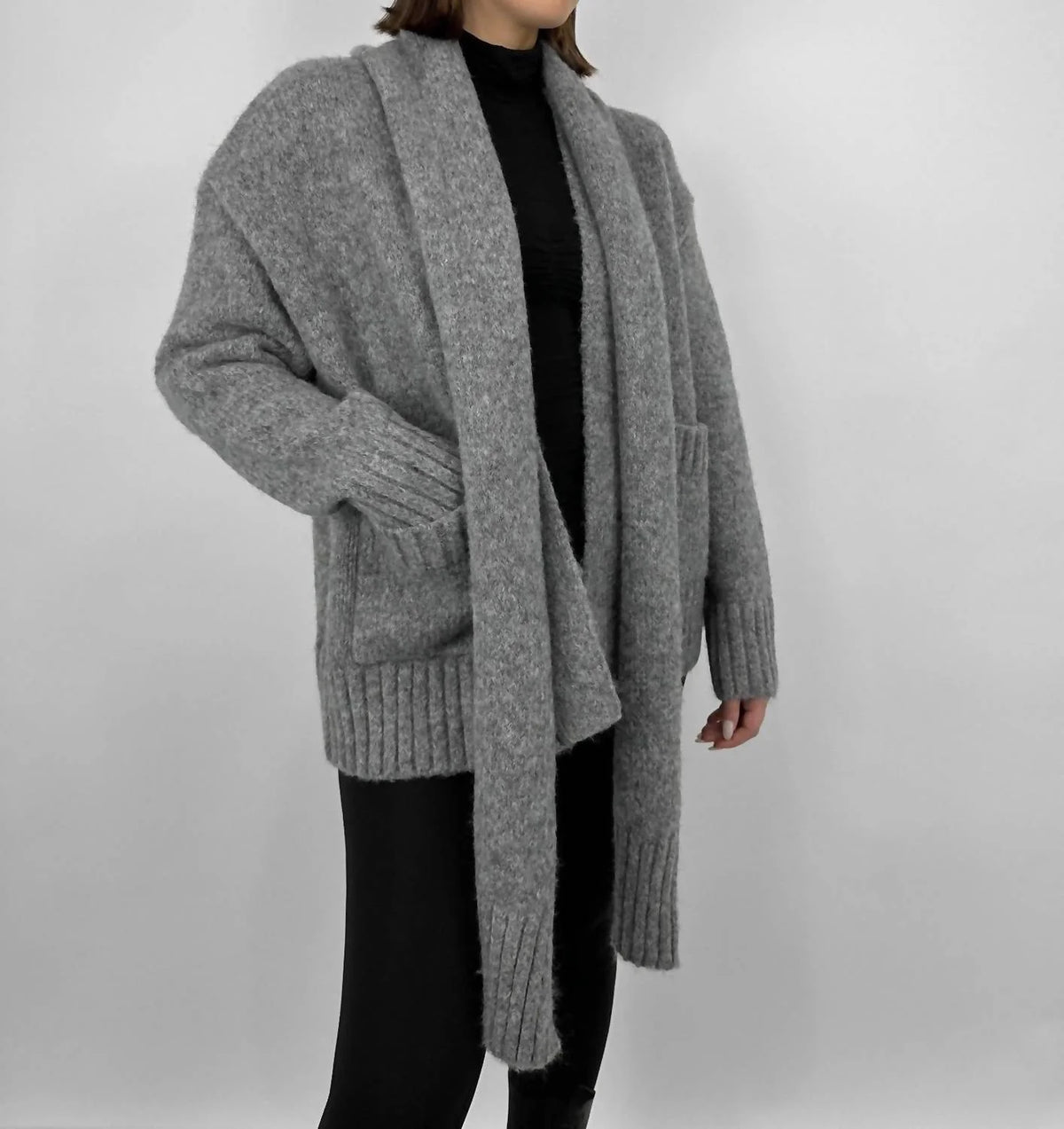 Chunky Knit Scarf Cardigan W190648