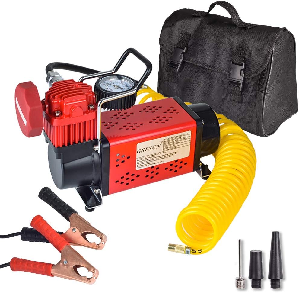 Portable 12V Air Compressor Pump, 150PSI Red Tire Inflator T7766