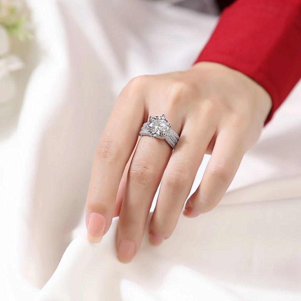 5ct Round Cut Moissanite Engagement Ring with Certificate S769