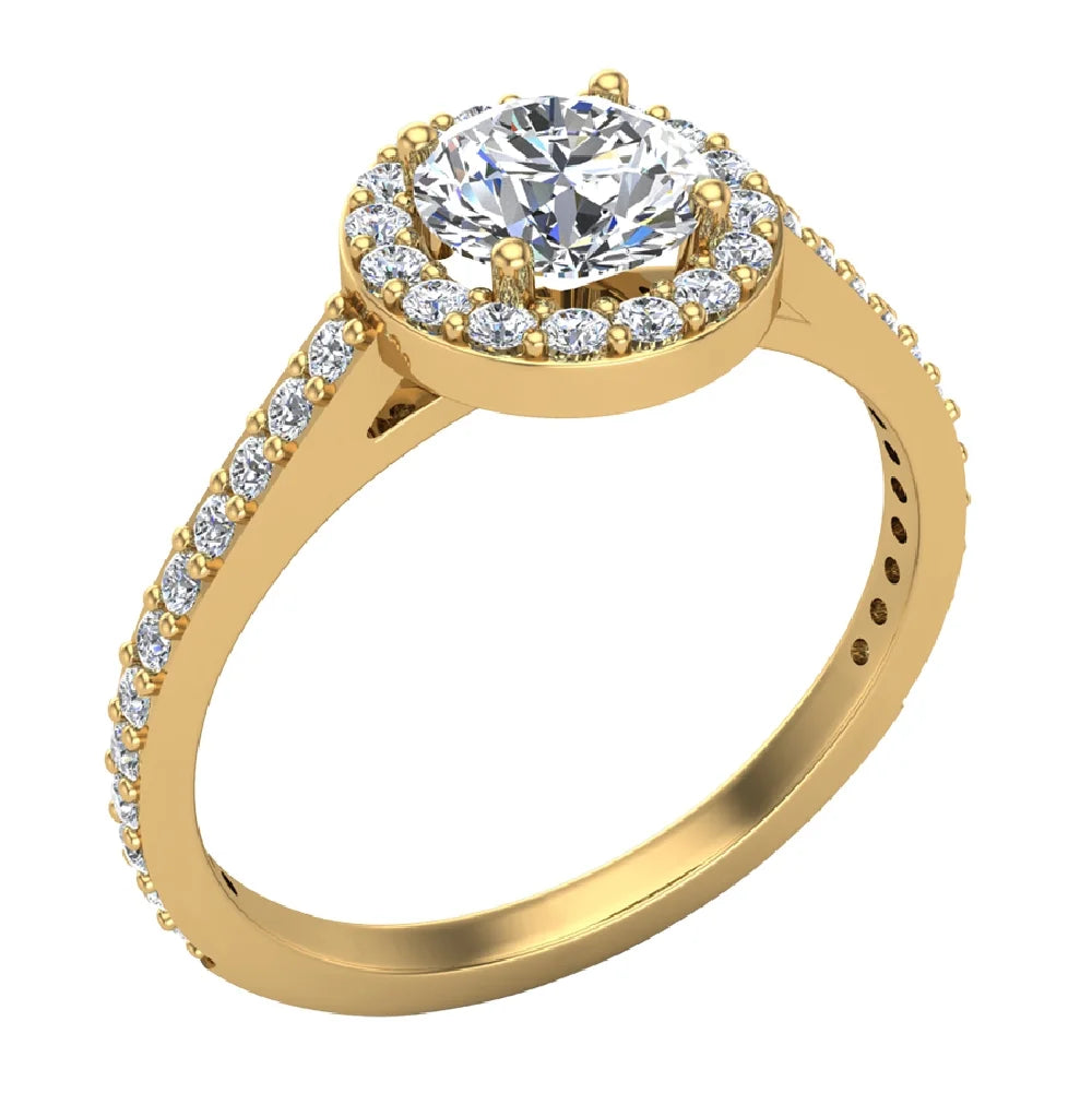 1.48 CT GIA Certified Round Brilliant Diamond Halo Engagement Ring 14K Gold S862