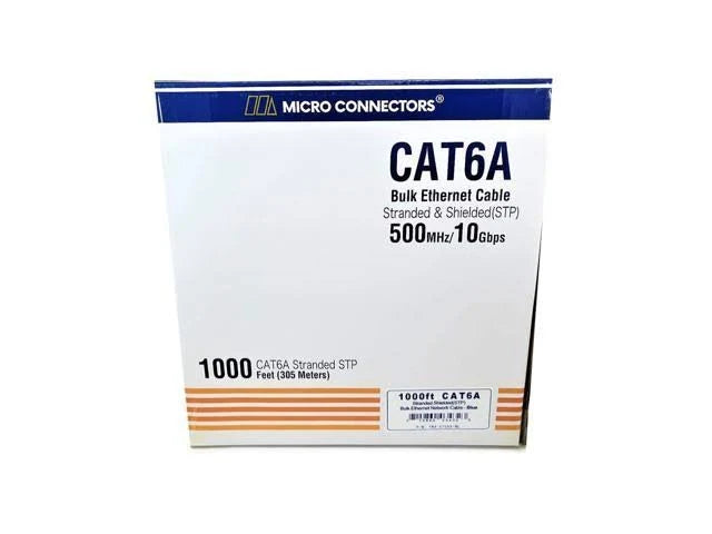 1000 ft. Stranded Shielded STP Cat6a Bulk Ethernet Cable Blue R205689