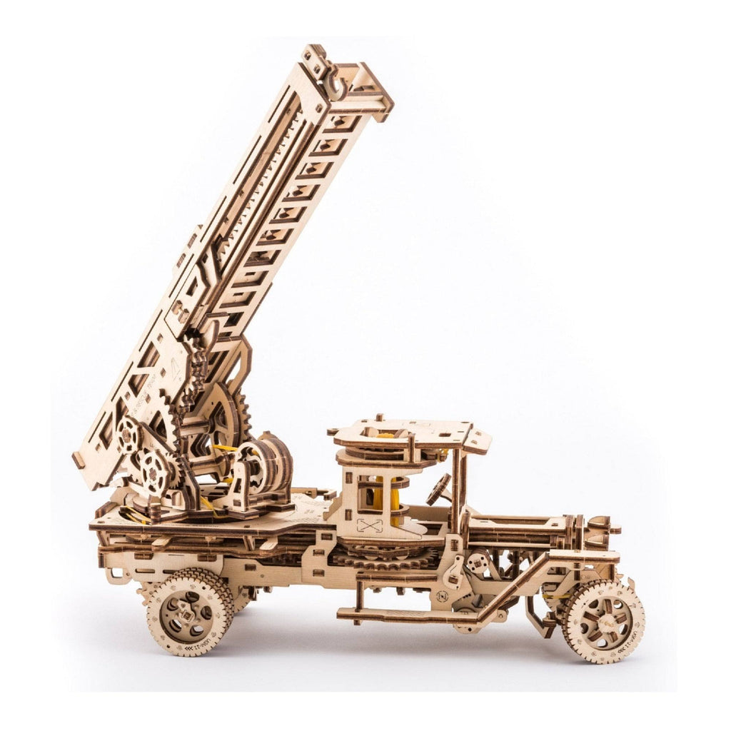 Fire Truck with Ladder Mechanical Wooden Model Kit 3D Puzzle C5703