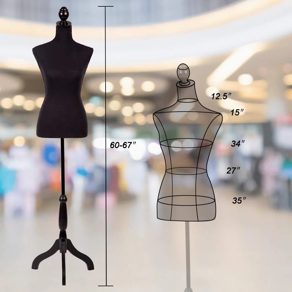 Black Adjustable Tripod Stand Mannequin Dress Form K90786