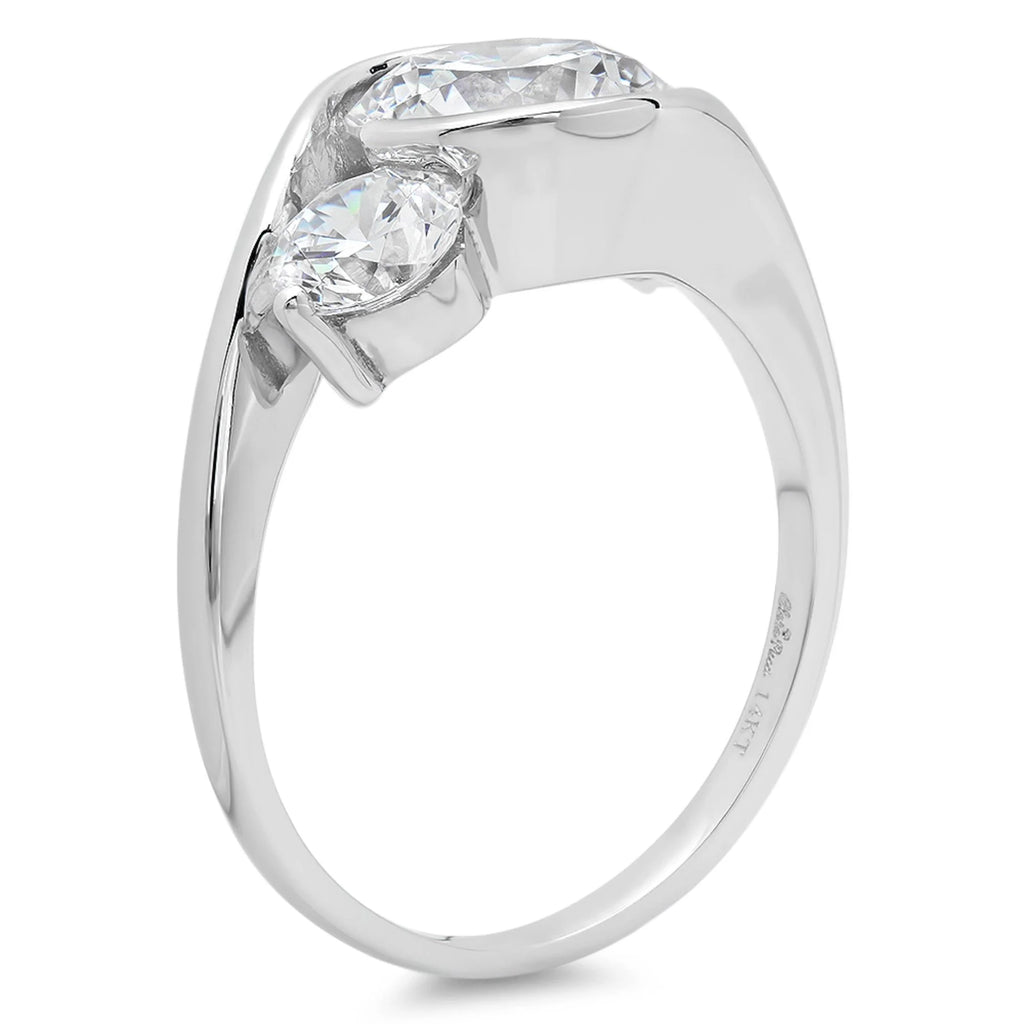 18K White Gold Three-Stone Diamond Engagement Ring A1157